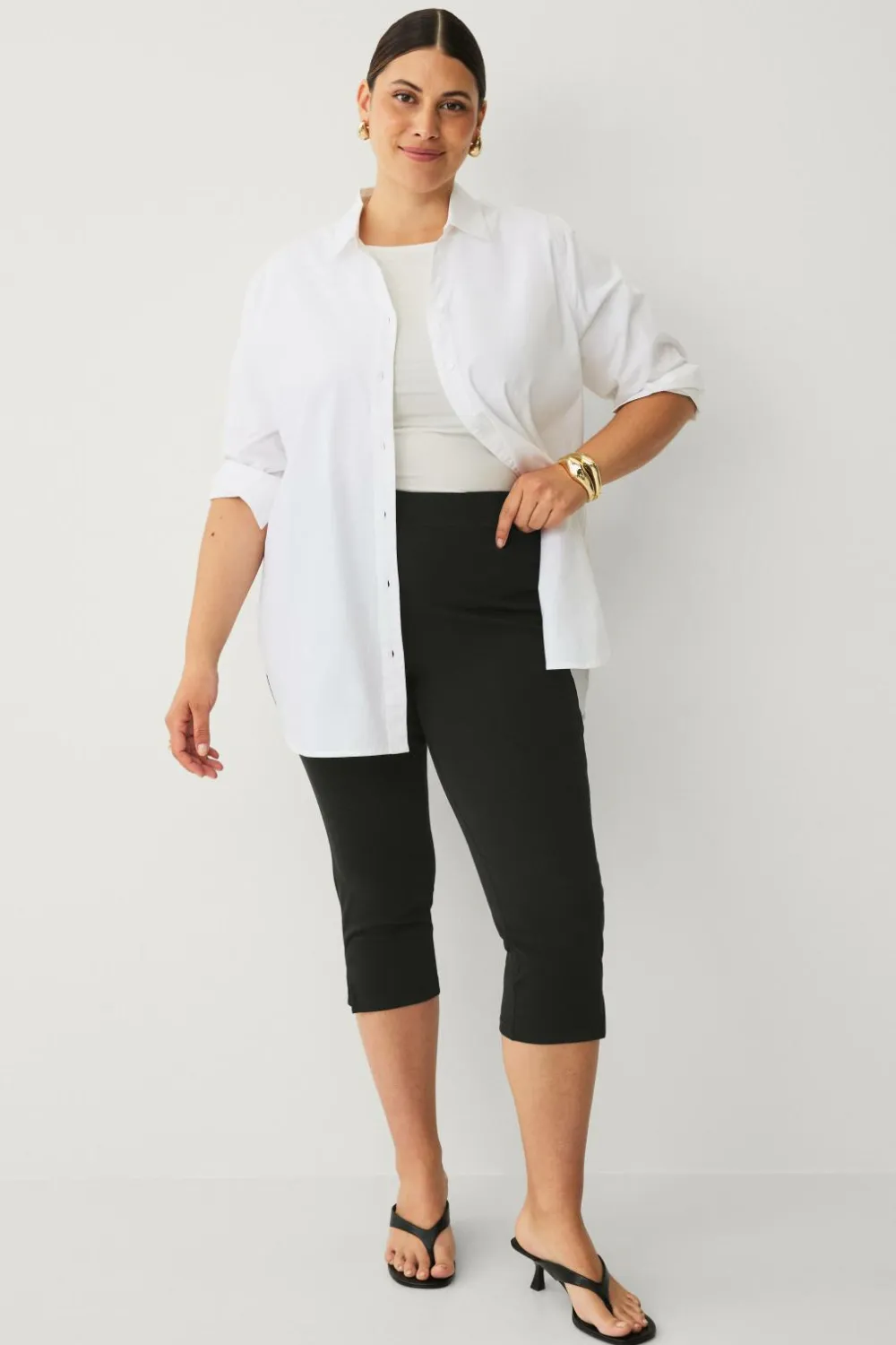 Ellos Bukser>Plus collection Capri treggings Sort