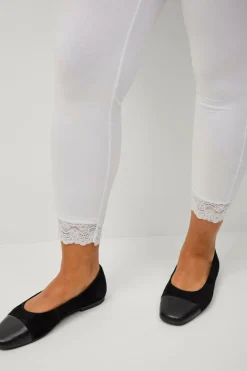 Ellos Plus collection Leggings med blondekant Hvid Best