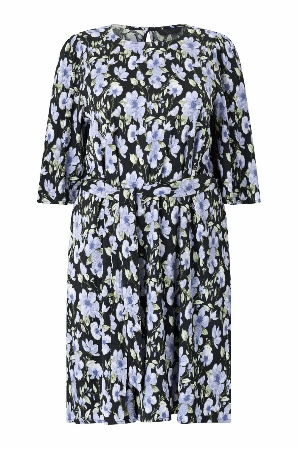 Ellos Plus collection Vævet kjole med 3/4 ærmer Blå blomstret Clearance