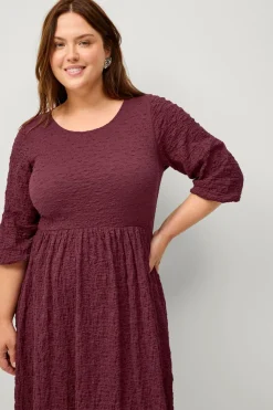 Ellos Plus collection Kjole med strukturmønster Vinrød Discount