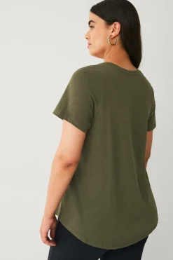 Ellos Plus collection Top med rund hals Grøn