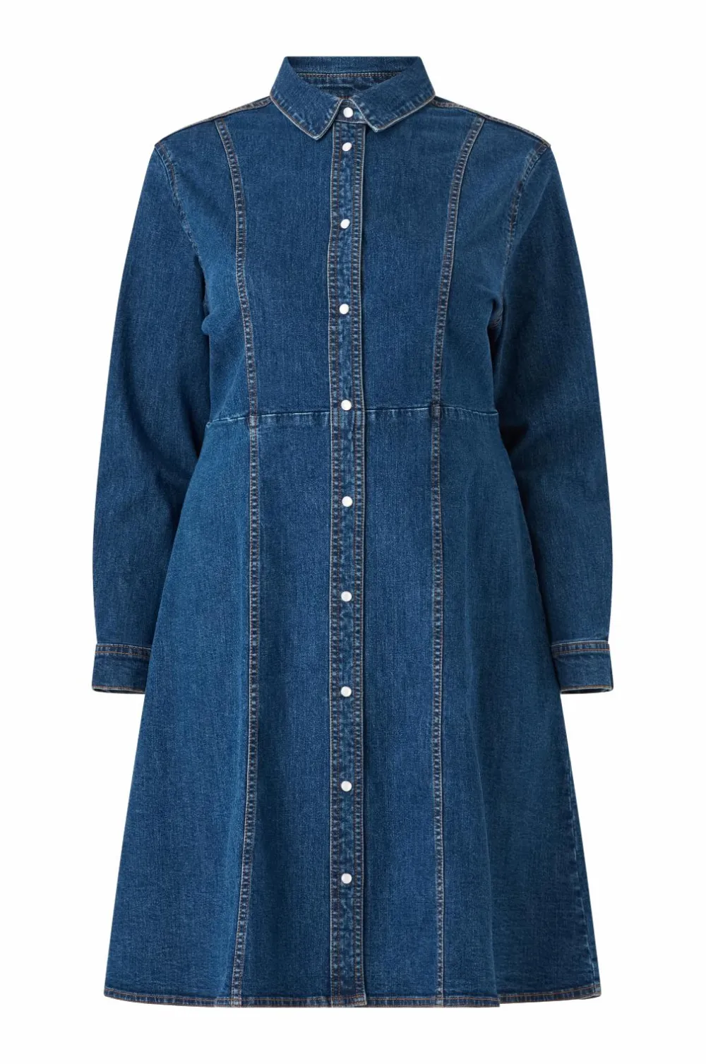Ellos Kjoler>Plus collection Skjortekjole i denim Mørk blå