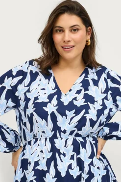 Ellos Plus collection Tunika Cilla Blå blomstret Sale