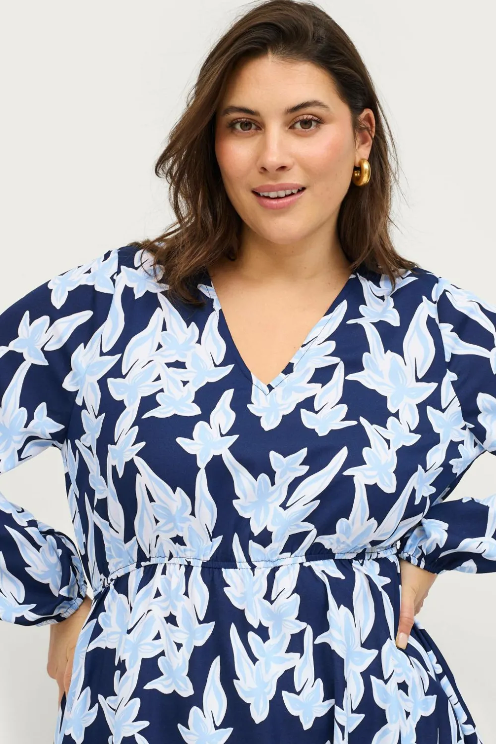 Ellos Plus collection Tunika Cilla Blå blomstret Sale