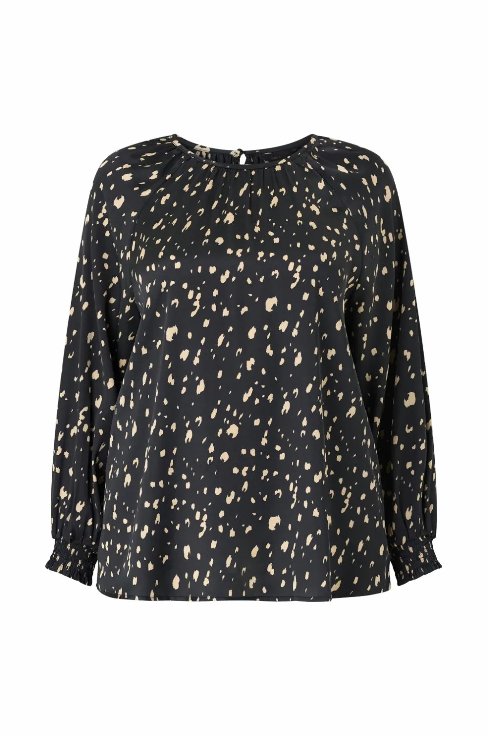Ellos Skjorter & Bluser>Plus collection Bluse i satin sort mønstret