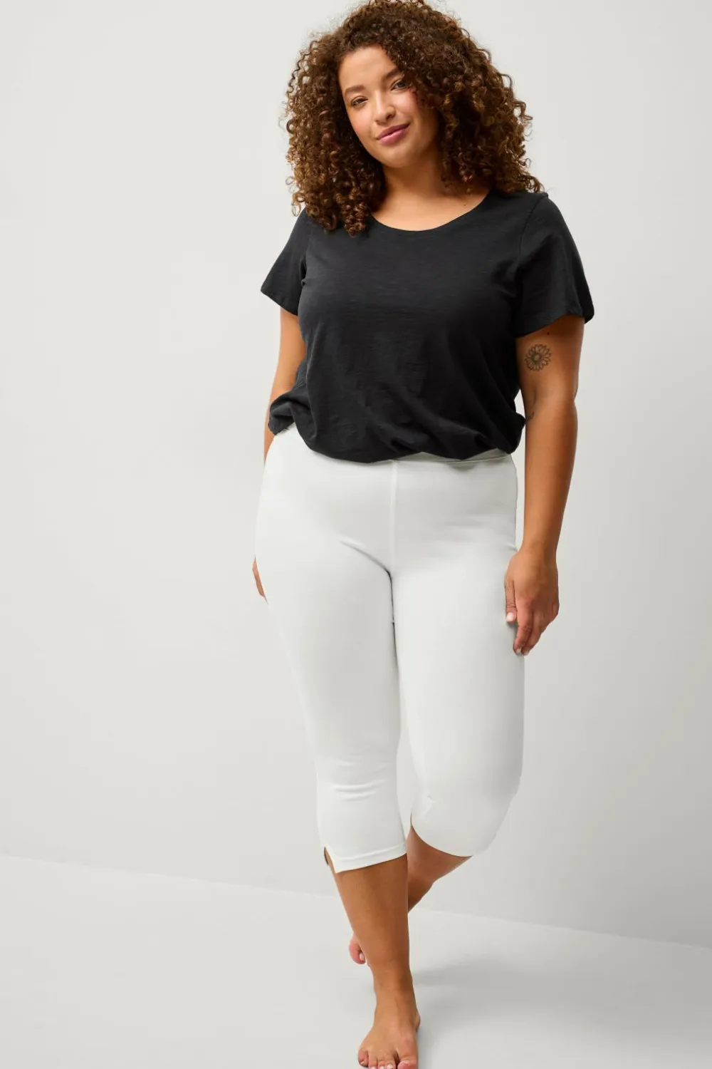 Ellos Plus collection Treggings med høj talje og 3/4 længde Hvid Sale
