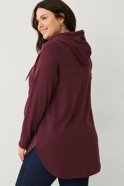 Ellos Plus collection Sweatshirt med hætte og lynlås Vinrød Online