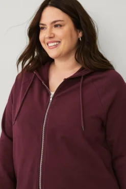 Ellos Plus collection Sweatshirt med hætte og lynlås Vinrød Online