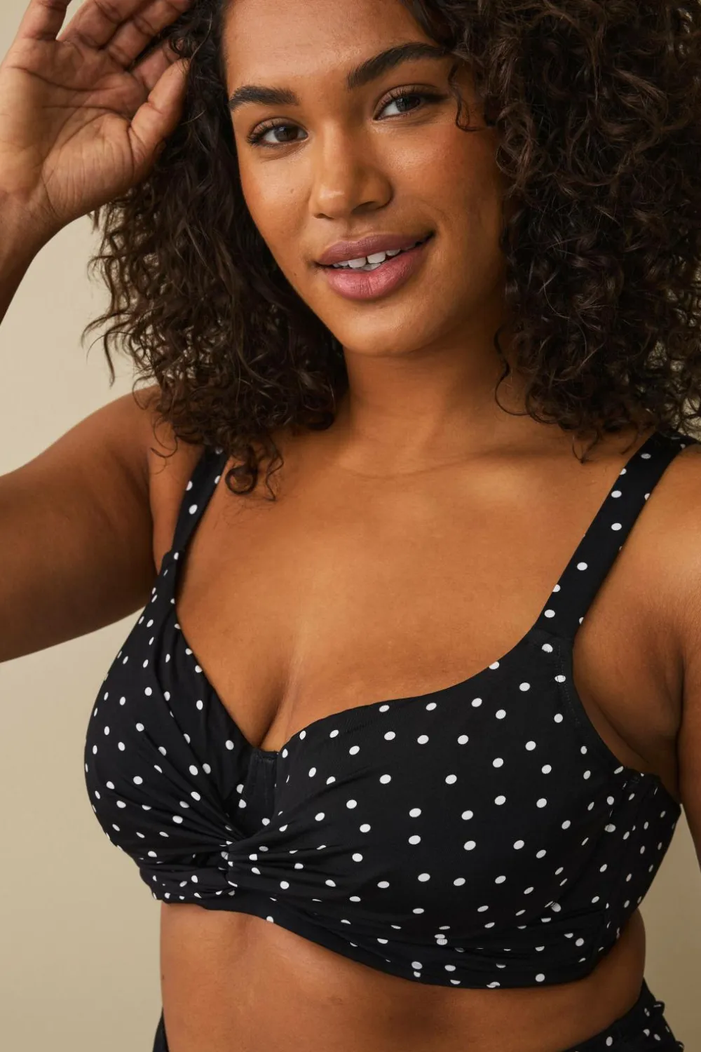 Ellos Plus collection Bikini-BH med bøjle Sort/hvidprikket Sale