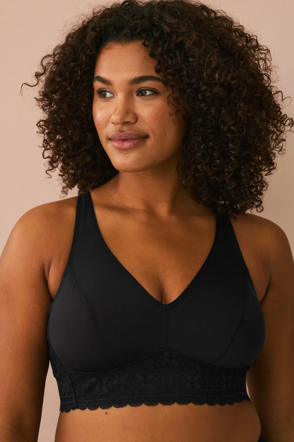 Ellos Plus collection Blød BH med blondedetaljer Sort Sale