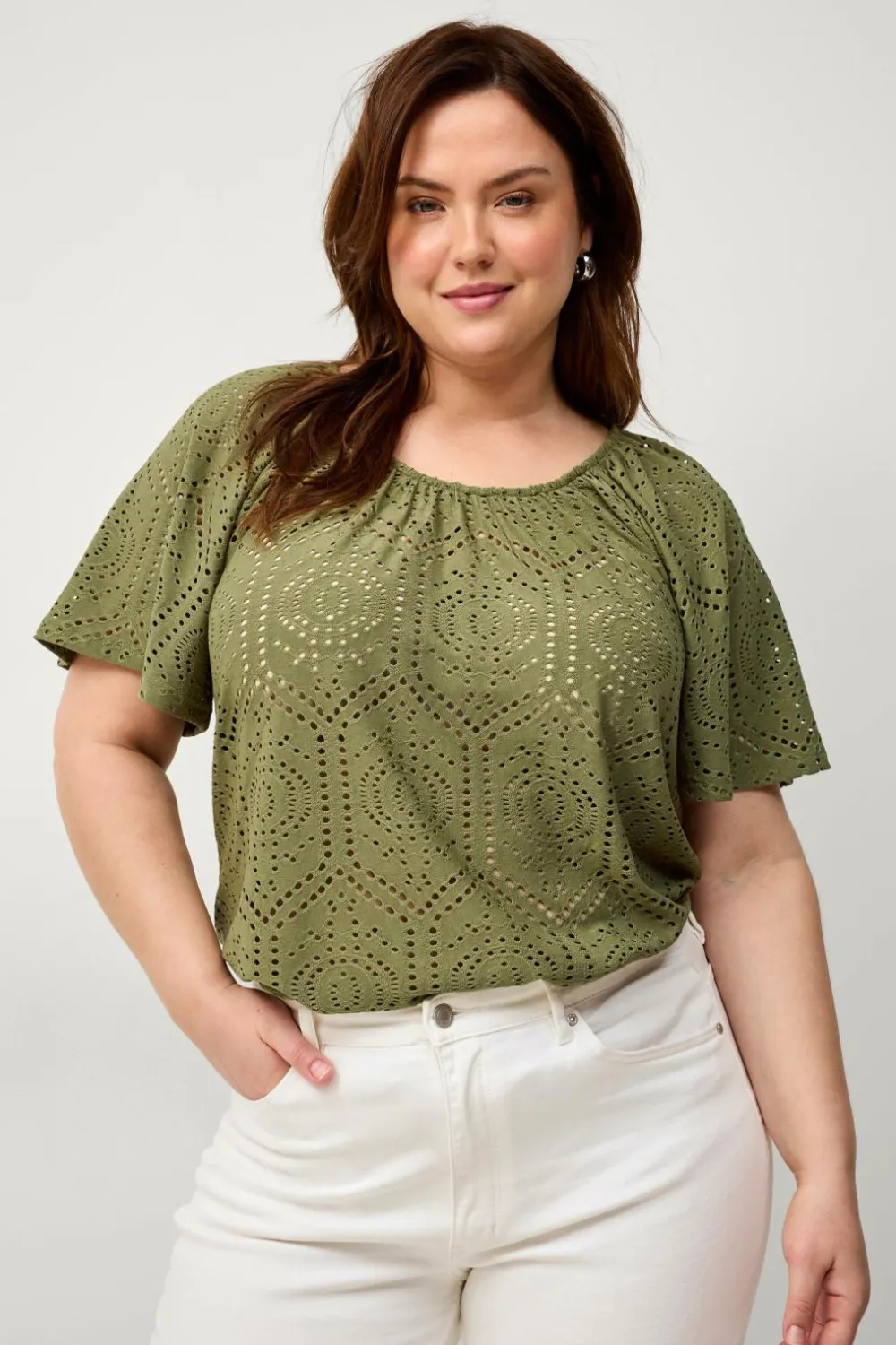 Ellos Toppe & Tank-Toppe>Plus collection Top Lacy Grøn