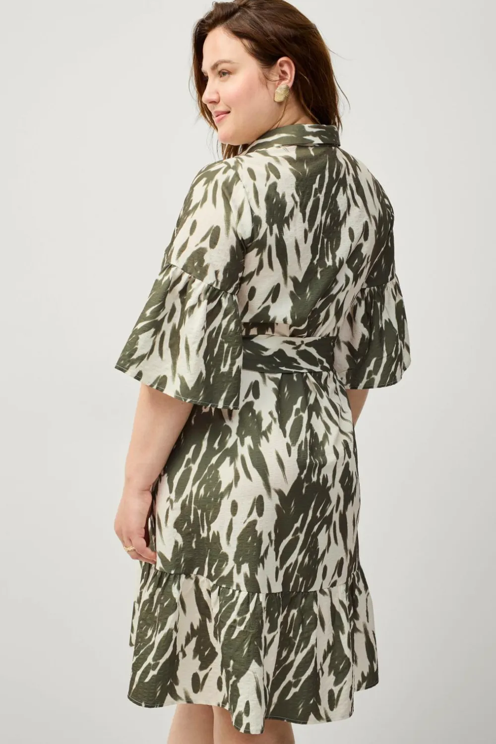 Ellos Plus collection Kjole Alexandra Grøn/creme Discount