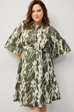 Ellos Plus collection Kjole Alexandra Grøn/creme Discount