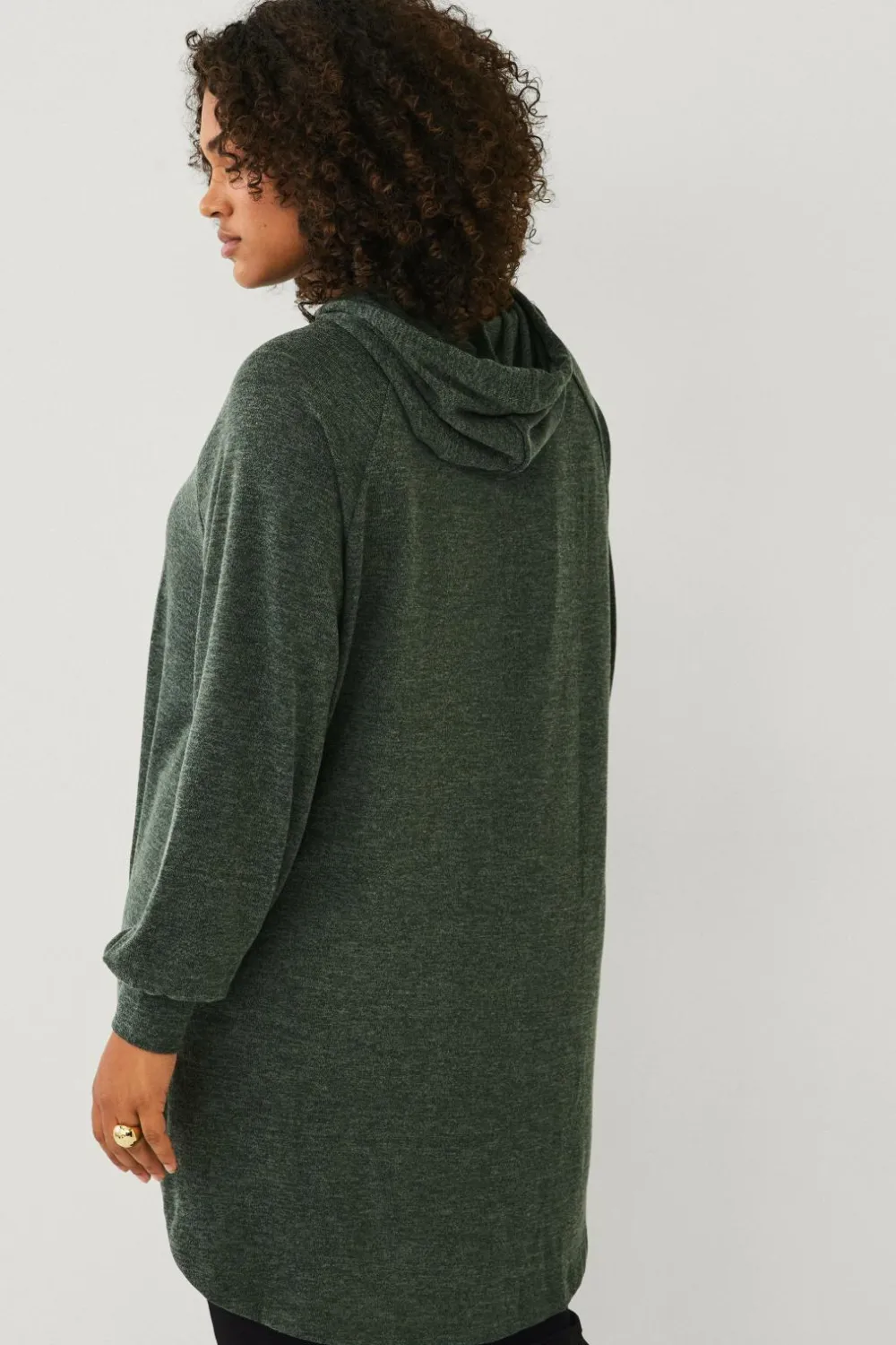 Ellos Sweatshirts & Hoodies>Plus collection Lang sweatshirt med hætte mørkegrøn