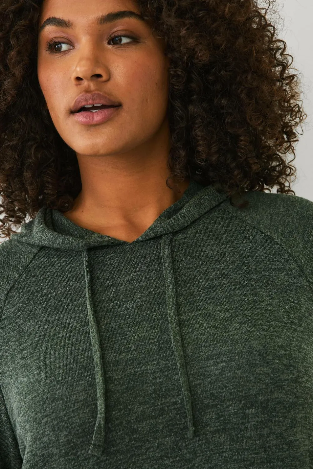 Ellos Sweatshirts & Hoodies>Plus collection Lang sweatshirt med hætte mørkegrøn