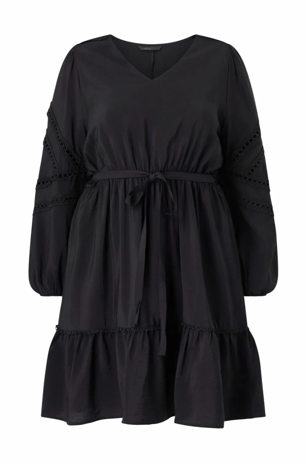 Ellos Kjoler>Plus collection Kjole med blondedetaljer Sort