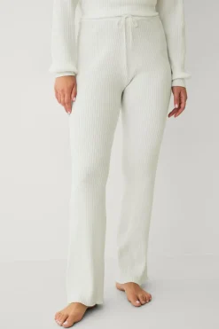 Ellos Loungewear & Homewear>STUDIO Bløde ribstrikkede bukser hvid
