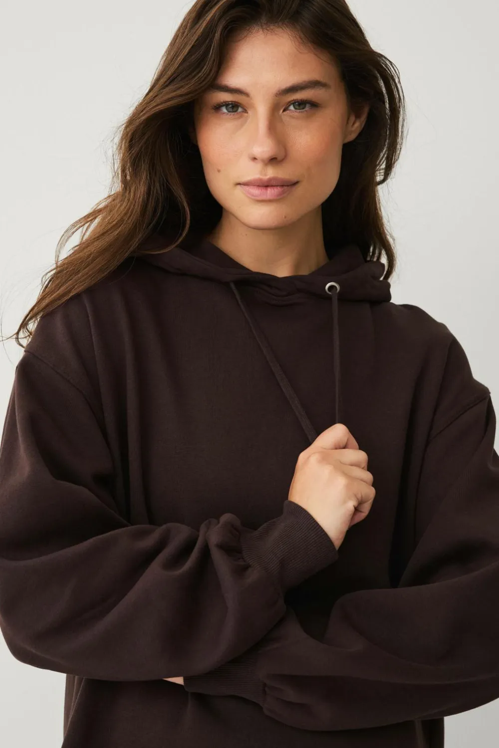 Ellos Træningstøj|Træningstøj>STUDIO Lang hættetrøje mørkebrun