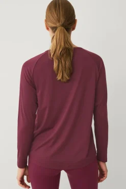Ellos STUDIO Træningstop Loose Top Core LS vinrød Clearance