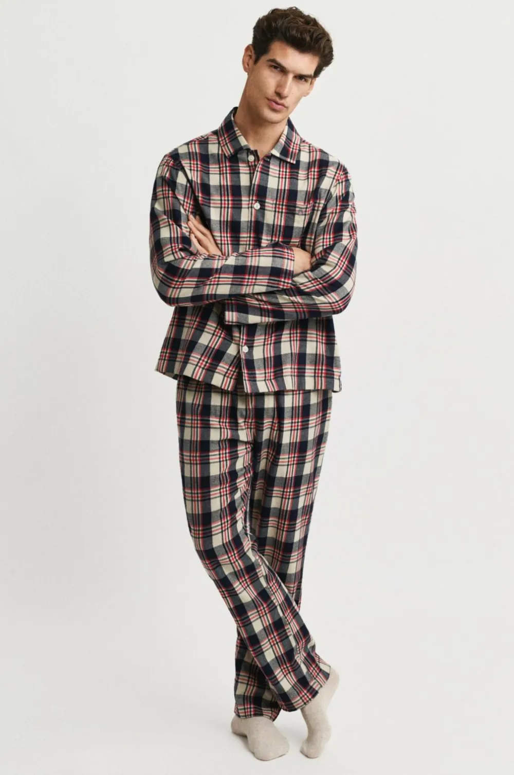 Gant Pyjamas Flannel Check Pajama Set Gift Box Ruby Red Discount