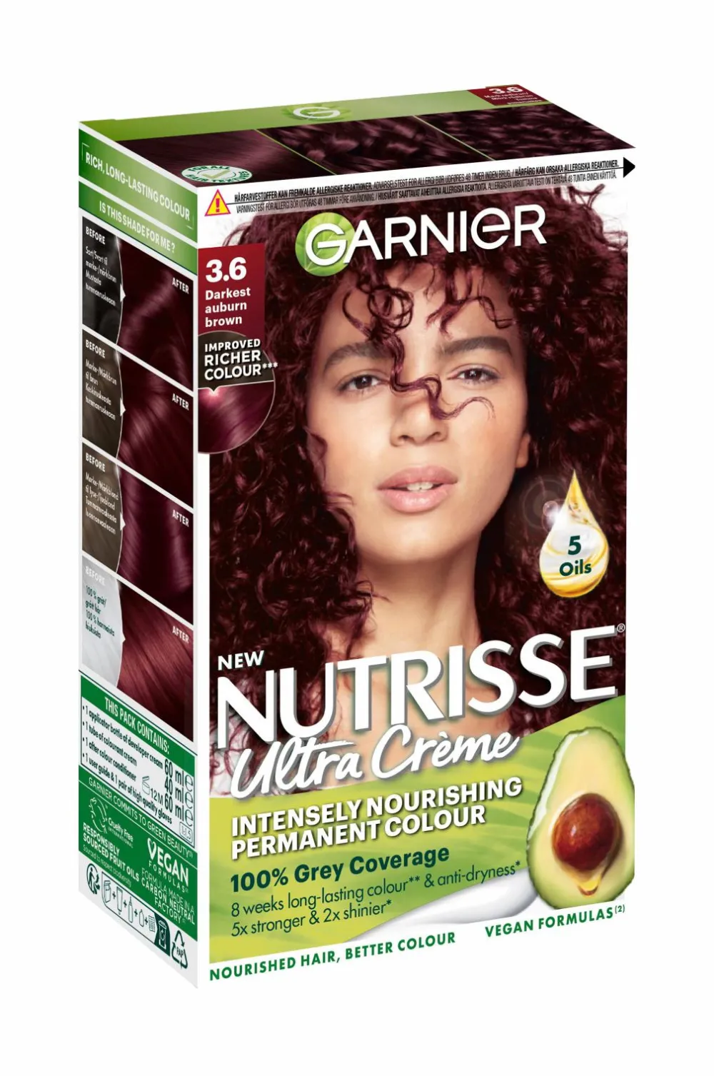Garnier Hårfarve>Nutrisse Ultra Créme 3.6 Darkest Auburn Brown