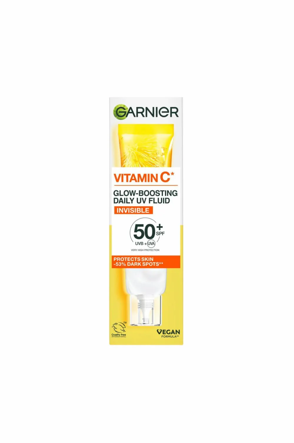 Garnier Vitamin C* Glow-Boosting Daily UV Fluid SPF50+ For Dull Skin Invisible 40 Ml No Color New