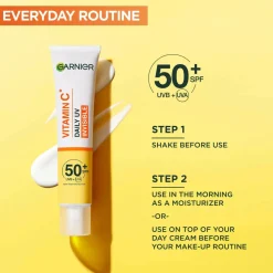 Garnier Vitamin C* Glow-Boosting Daily UV Fluid SPF50+ For Dull Skin Invisible 40 Ml No Color New