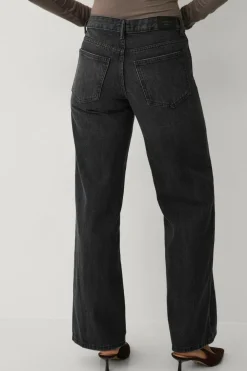 Gina Tricot Jeans Low Wide Front Seam Offblack Sale