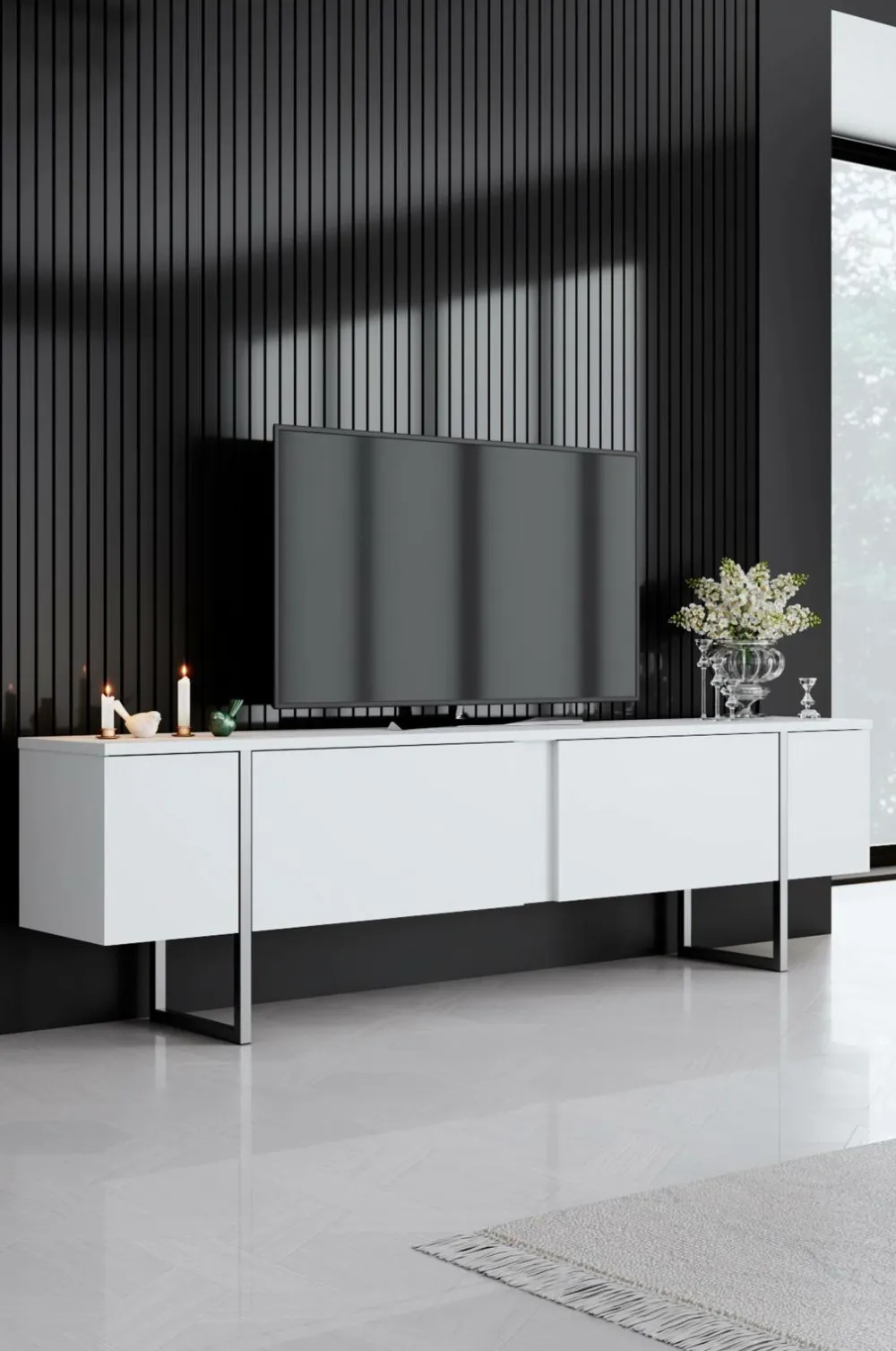 Hanah Home TV-bænk Laurel Hvid/sølv Clearance