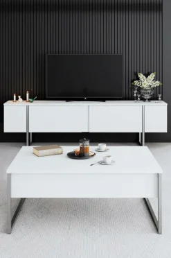 Hanah Home TV-bænk Laurel Hvid/sølv Clearance