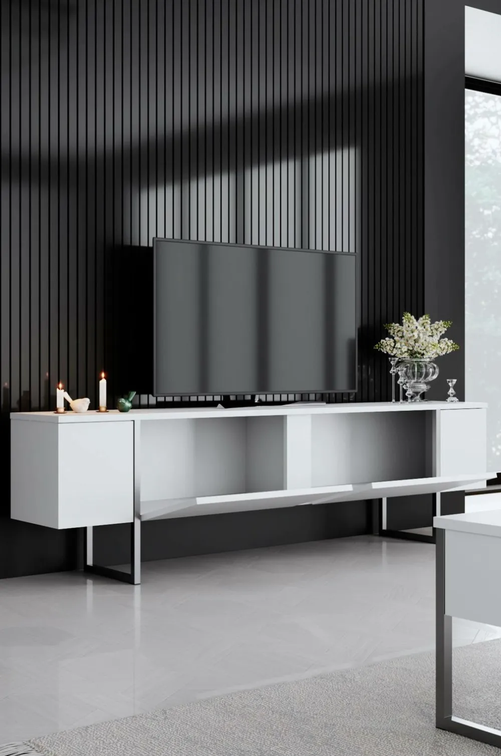 Hanah Home TV-bænk Laurel Hvid/sølv Clearance