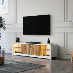 Hanah Home Tv-Bænke>TV-bænk Lina Hvid/eg