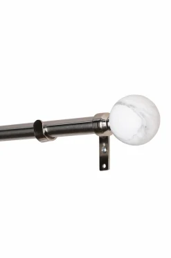 Hasta Gardinstangssæt Ofelia 110-200 cm Sølv/hvid marmor Discount