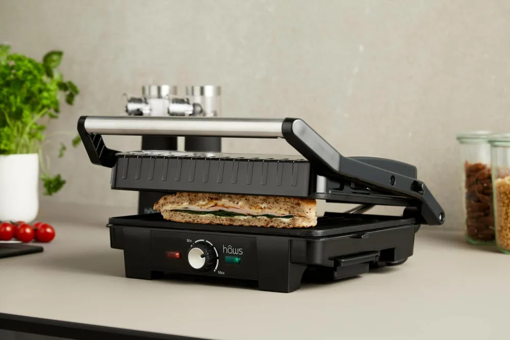 Haws Små Køkkenmaskiner>Hâws CG1600 Falster Bordgrill / Panini-grill 1600W Ilag Sølvfarvet