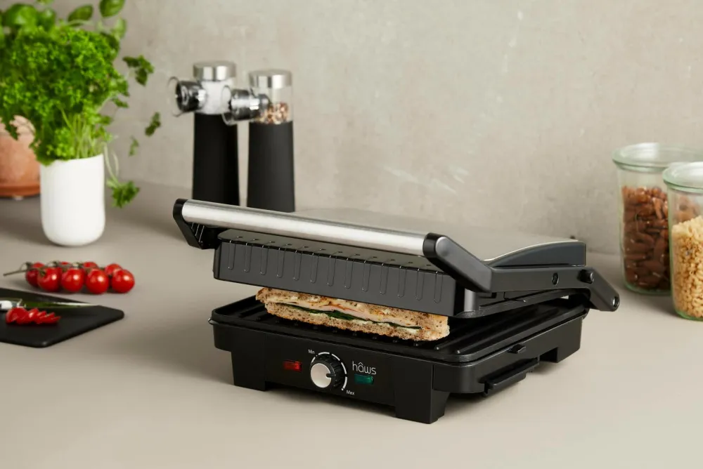 Haws Små Køkkenmaskiner>Hâws CG1600 Falster Bordgrill / Panini-grill 1600W Ilag Sølvfarvet