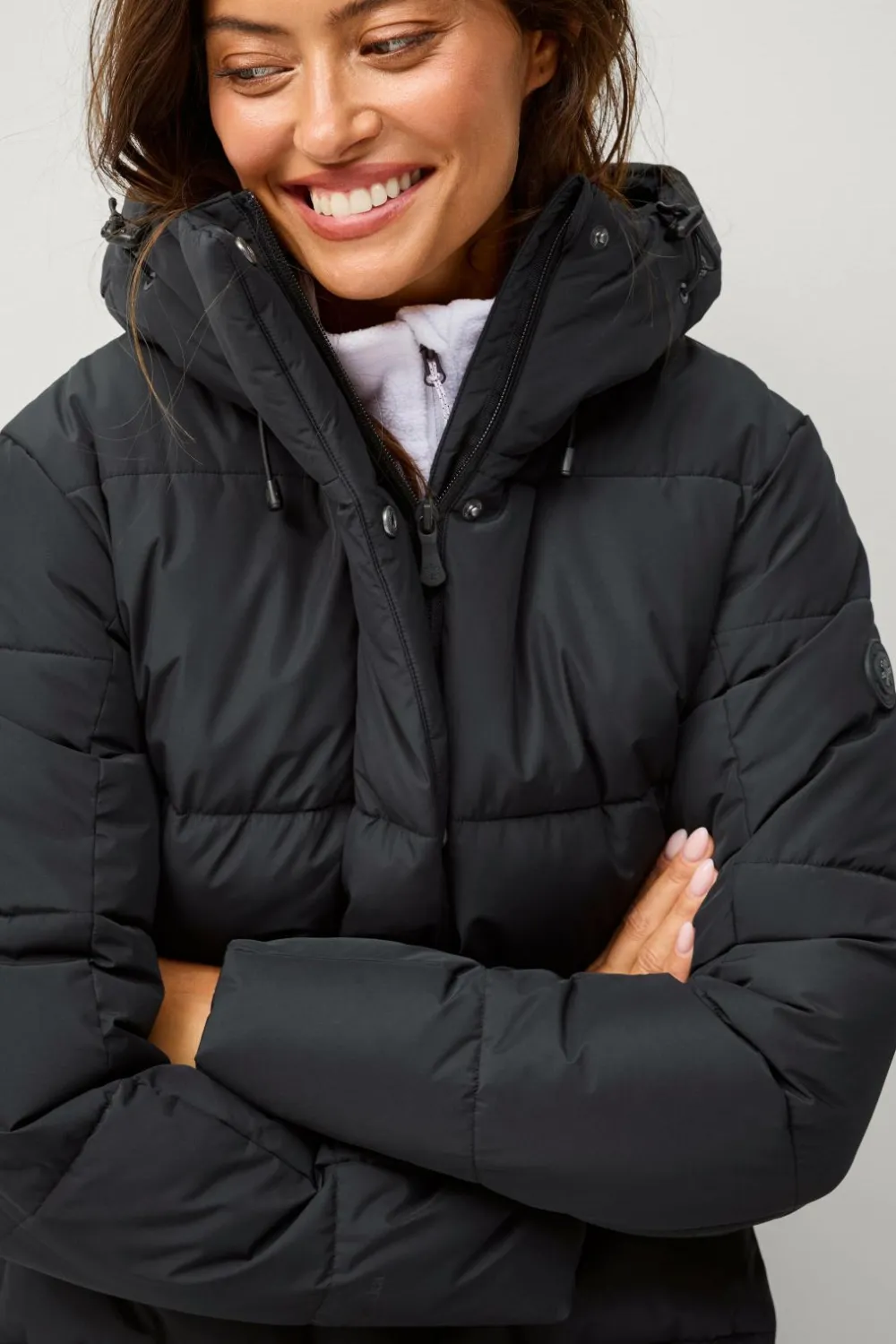 Áhkká Frakke Warm Mid Length Parka W Sort Sale