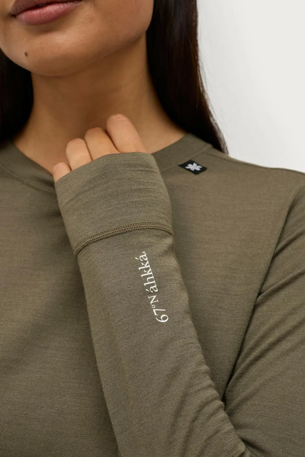 Áhkká Skiundertøj|Skiundertøj>Langærmet undertrøje Merino Wool LS Tee W Mørk olivengrøn