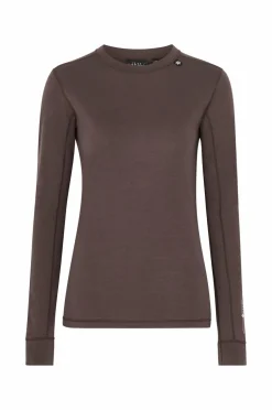 Áhkká Langærmet undertrøje Merino Wool LS Tee W Mørkebrun Best