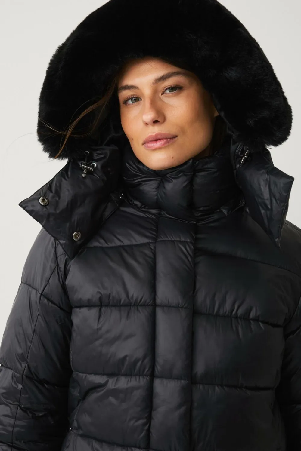 Áhkká Parka Gold Shiny Parka w Detachable Hood Sort Outlet
