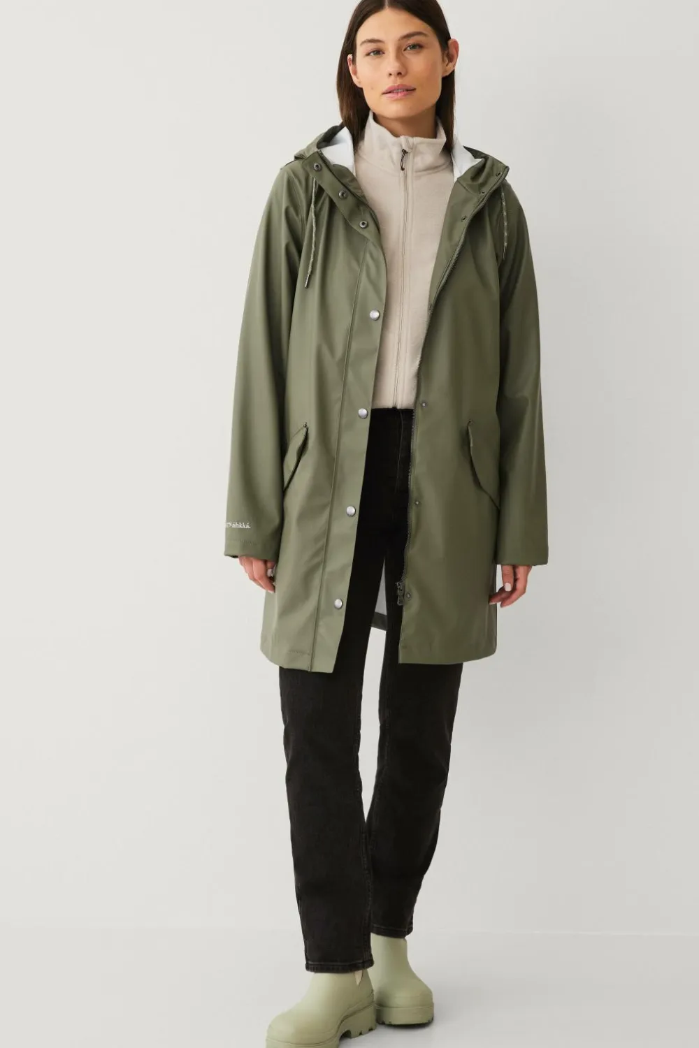 Áhkká Regntøj>Regnjakke PU Parka W Mossgrön