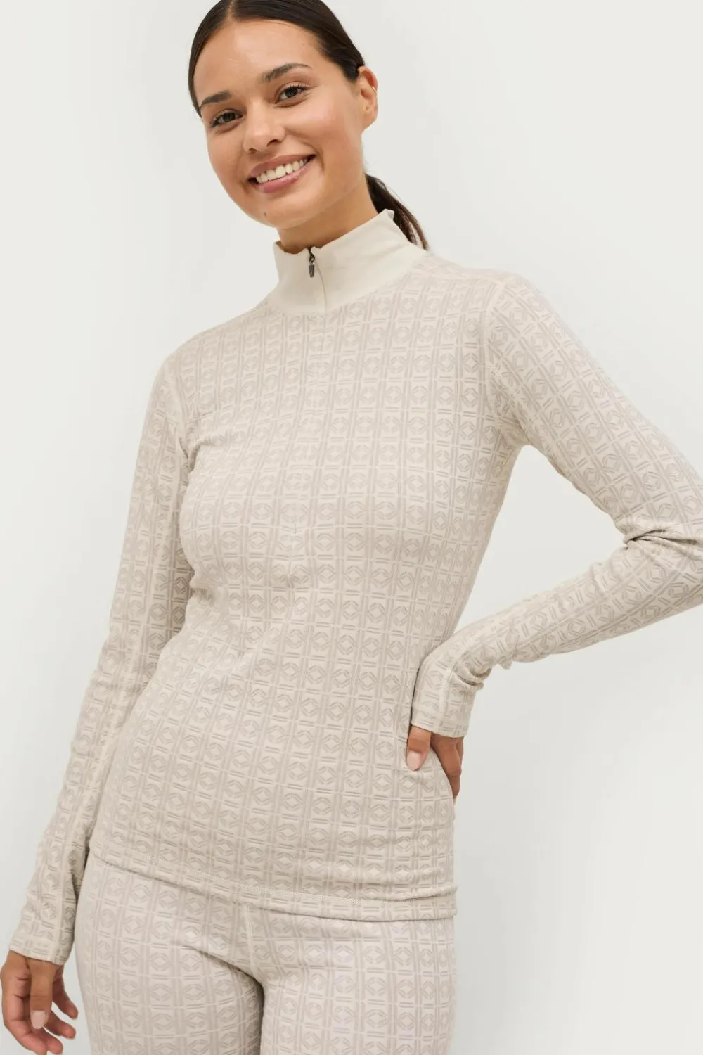 Áhkká Skiundertøj|Skiundertøj>Termisk top Gold Underwear LS Tee Cremehvid