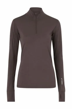 Áhkká Termisk top Merino Wool LS Halfzip W Mørkebrun Clearance