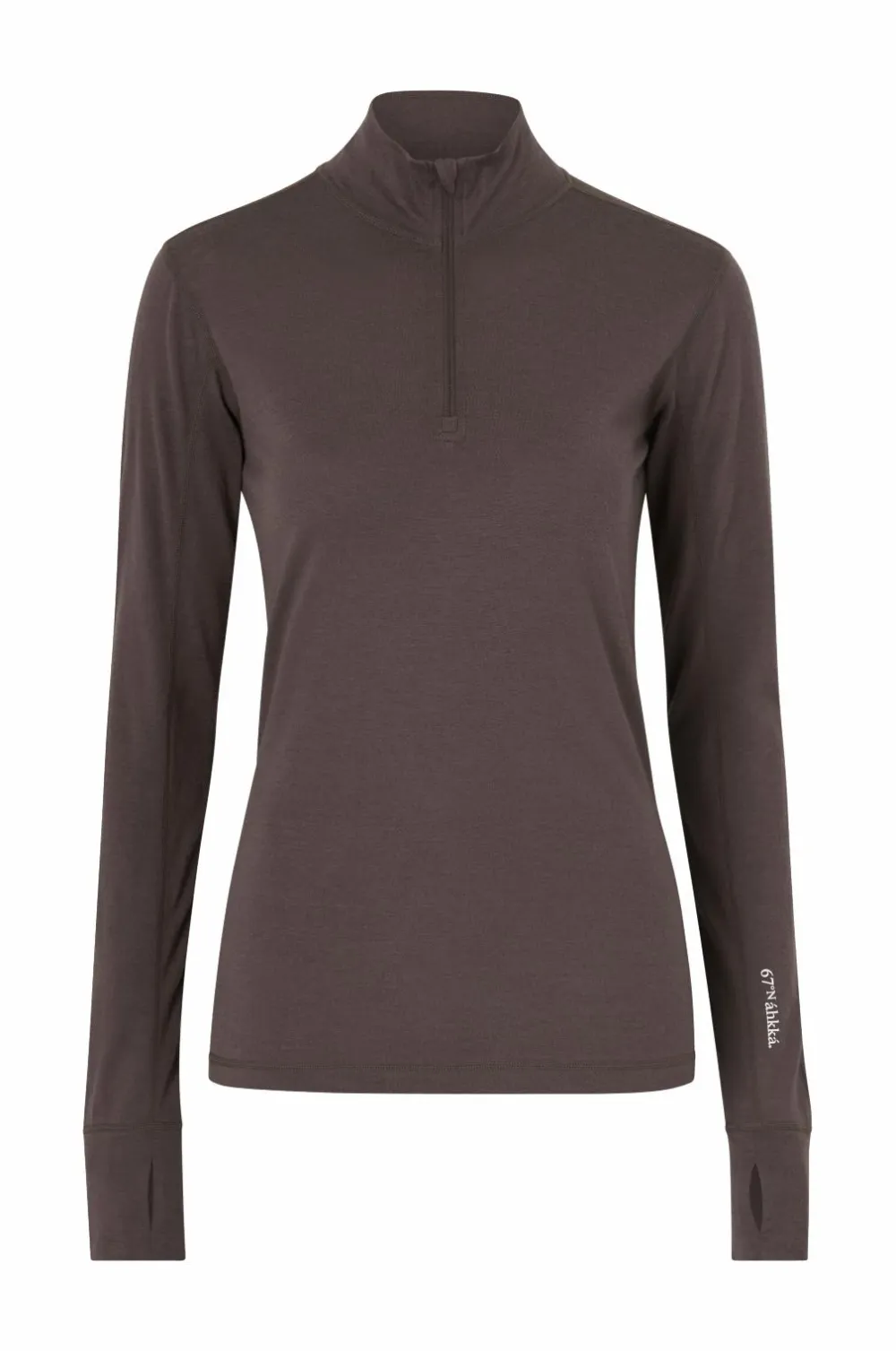 Áhkká Termisk top Merino Wool LS Halfzip W Mørkebrun Clearance