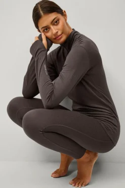 Áhkká Termisk top Merino Wool LS Halfzip W Mørkebrun Clearance