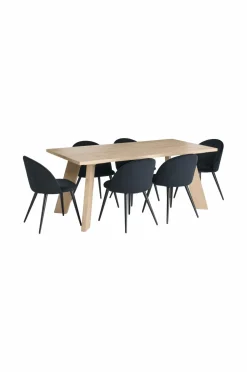 &Home Country spisegruppe med 1 bord + 6 stole Hvidlakeret bord / sorte stole Hot