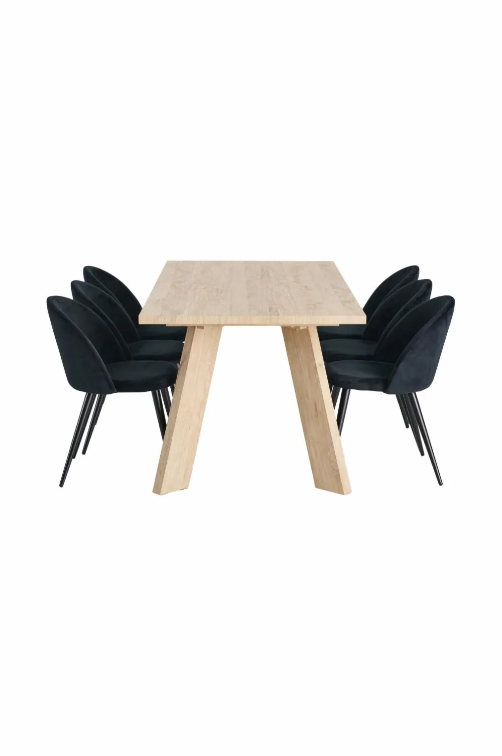 &Home Country spisegruppe med 1 bord + 6 stole Hvidlakeret bord / sorte stole Hot