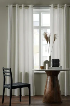 &Home Julegardiner|Gardiner Med Sejlring>Gardin med ringe i halvpanama 2-pak Offwhite