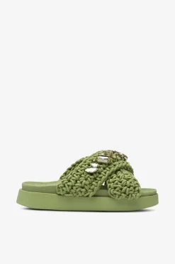INUIKII Sandaler Woven Stones Green Hot