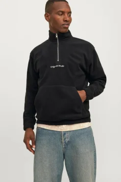 Jack & Jones Fleecetrøje jorVesterbro Fleece Quarter Zip Black Sale