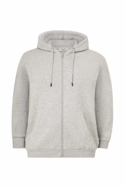 Jack & Jones Hættetrøje jjeBradley Sweat Zip Hood Noos Pls Light grey meleret Outlet
